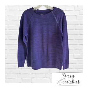 Gerry Journey Asymmetrical Zip Sweatshirt Purple and Black Raglan Sweatshirt
